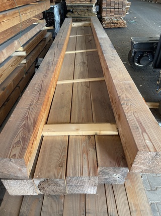 Ca. 7x Douglas balken geschaafd, 190x190mm, lengte 500cm